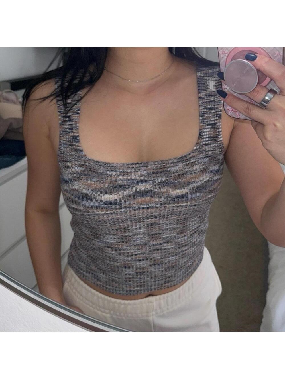 Abercrombie Tank Knit Blue Brown Beige XS